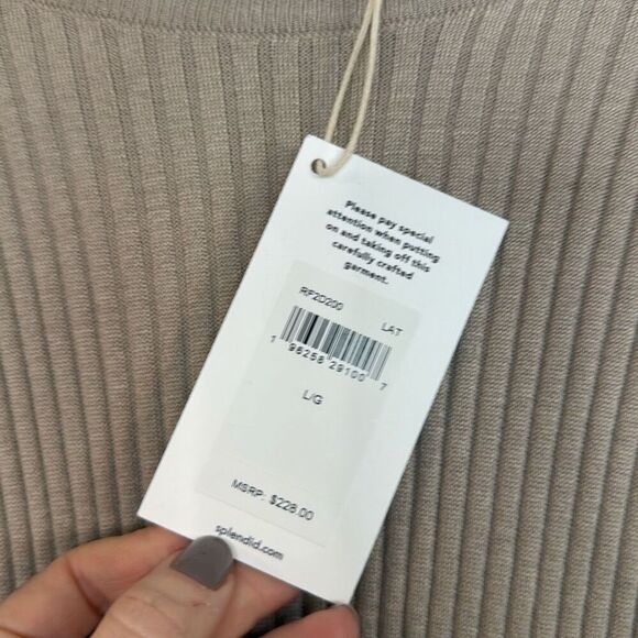 Splendid NWT cashblend tan ribbed long sleeve sweater dress large - Picture 6 of 13